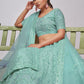 Rajwada Sky Blue Soft Net Embroidered Semi Stitched Lehenga With Unstitched Blouse For Women
