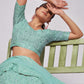Rajwada Sky Blue Soft Net Embroidered Semi Stitched Lehenga With Unstitched Blouse For Women