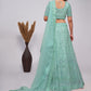 Rajwada Sky Blue Soft Net Embroidered Semi Stitched Lehenga With Unstitched Blouse For Women