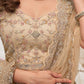 Rajwada Cream Soft Net Embroidered Semi Stitched Lehenga With Unstitched Blouse For Women