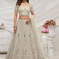 Rajwada White Soft Net Embroidered Semi Stitched Lehenga With Unstitched Blouse For Women