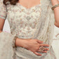 Rajwada White Soft Net Embroidered Semi Stitched Lehenga With Unstitched Blouse For Women