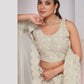 Rajwada White Soft Net Embroidered Semi Stitched Lehenga With Unstitched Blouse For Women