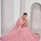 Rajwada Pink Soft Net Embroidered Semi Stitched Lehenga With Unstitched Blouse For Women