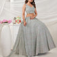 Rajwada Grey Soft Net Embroidered Semi Stitched Lehenga With Unstitched Blouse For Women
