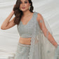 Rajwada Grey Soft Net Embroidered Semi Stitched Lehenga With Unstitched Blouse For Women