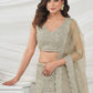 Rajwada White Soft Net Embroidered Semi Stitched Lehenga With Unstitched Blouse For Women