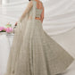 Rajwada White Soft Net Embroidered Semi Stitched Lehenga With Unstitched Blouse For Women