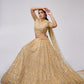 Rajwada Golden Soft Net Embroidered Semi Stitched Lehenga With Unstitched Blouse For Women