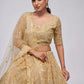 Rajwada Golden Soft Net Embroidered Semi Stitched Lehenga With Unstitched Blouse For Women