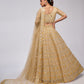 Rajwada Golden Soft Net Embroidered Semi Stitched Lehenga With Unstitched Blouse For Women