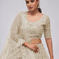 Rajwada White Soft Net Embroidered Semi Stitched Lehenga With Unstitched Blouse For Women