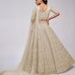 Rajwada White Soft Net Embroidered Semi Stitched Lehenga With Unstitched Blouse For Women