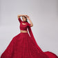 Rajwada Red Soft Net Embroidered Semi Stitched Lehenga With Unstitched Blouse For Women