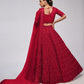 Rajwada Red Soft Net Embroidered Semi Stitched Lehenga With Unstitched Blouse For Women
