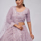Rajwada Mauve Soft Net Embroidered Semi Stitched Lehenga With Unstitched Blouse For Women