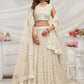 Rajwada White Soft Net Embroidered Semi Stitched Lehenga With Unstitched Blouse For Women
