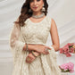 Rajwada White Soft Net Embroidered Semi Stitched Lehenga With Unstitched Blouse For Women