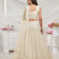 Rajwada White Soft Net Embroidered Semi Stitched Lehenga With Unstitched Blouse For Women