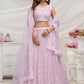 Rajwada Mauve Soft Net Embroidered Semi Stitched Lehenga With Unstitched Blouse For Women