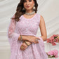 Rajwada Mauve Soft Net Embroidered Semi Stitched Lehenga With Unstitched Blouse For Women