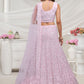 Rajwada Mauve Soft Net Embroidered Semi Stitched Lehenga With Unstitched Blouse For Women