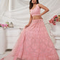 Rajwada Pink Soft Net Embroidered Semi Stitched Lehenga With Unstitched Blouse For Women