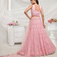 Rajwada Pink Soft Net Embroidered Semi Stitched Lehenga With Unstitched Blouse For Women
