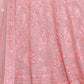 Rajwada Pink Soft Net Embroidered Semi Stitched Lehenga With Unstitched Blouse For Women