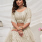 Rajwada White Soft Net Embroidered Semi Stitched Lehenga With Unstitched Blouse For Women