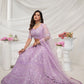 Rajwada Mauve Soft Net Embroidered Semi Stitched Lehenga With Unstitched Blouse For Women