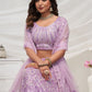 Rajwada Mauve Soft Net Embroidered Semi Stitched Lehenga With Unstitched Blouse For Women