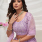 Rajwada Mauve Soft Net Embroidered Semi Stitched Lehenga With Unstitched Blouse For Women