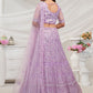 Rajwada Mauve Soft Net Embroidered Semi Stitched Lehenga With Unstitched Blouse For Women