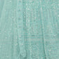 Rajwada Sky Blue Soft Net Embroidered Semi Stitched Lehenga With Unstitched Blouse For Women
