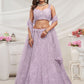 Rajwada Mauve Soft Net Embroidered Semi Stitched Lehenga With Unstitched Blouse For Women