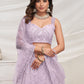 Rajwada Mauve Soft Net Embroidered Semi Stitched Lehenga With Unstitched Blouse For Women