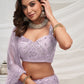 Rajwada Mauve Soft Net Embroidered Semi Stitched Lehenga With Unstitched Blouse For Women