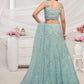 Rajwada Sky Blue Soft Net Embroidered Semi Stitched Lehenga With Unstitched Blouse For Women