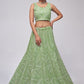 Rajwada Green Soft Net Embroidered Semi Stitched Lehenga With Unstitched Blouse For Women