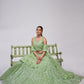 Rajwada Green Soft Net Embroidered Semi Stitched Lehenga With Unstitched Blouse For Women