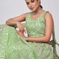 Rajwada Green Soft Net Embroidered Semi Stitched Lehenga With Unstitched Blouse For Women