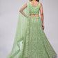Rajwada Green Soft Net Embroidered Semi Stitched Lehenga With Unstitched Blouse For Women