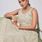 Rajwada White Soft Net Embroidered Semi Stitched Lehenga With Unstitched Blouse For Women