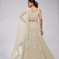 Rajwada White Soft Net Embroidered Semi Stitched Lehenga With Unstitched Blouse For Women