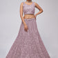 Rajwada Mauve Soft Net Embroidered Semi Stitched Lehenga With Unstitched Blouse For Women