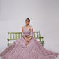 Rajwada Mauve Soft Net Embroidered Semi Stitched Lehenga With Unstitched Blouse For Women