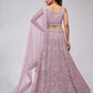 Rajwada Mauve Soft Net Embroidered Semi Stitched Lehenga With Unstitched Blouse For Women