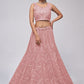 Rajwada Peach Soft Net Embroidered Semi Stitched Lehenga With Unstitched Blouse For Women