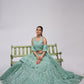Rajwada Sky Blue Soft Net Embroidered Semi Stitched Lehenga With Unstitched Blouse For Women